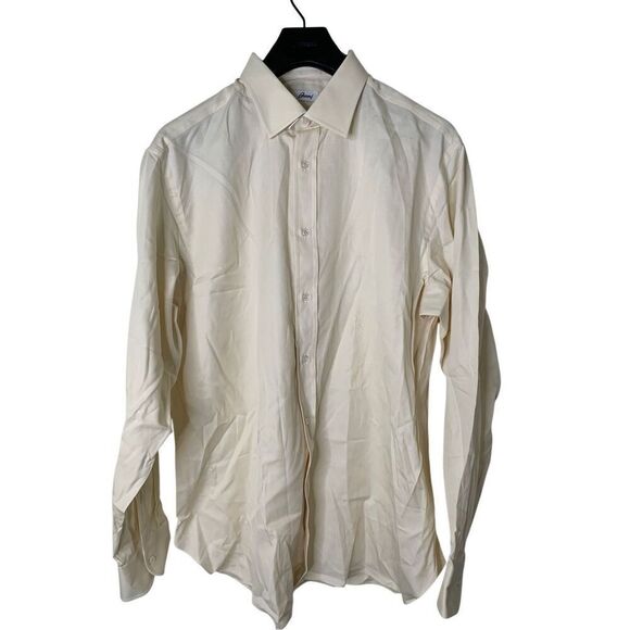 Brioni button down shirt off white men's size 43 17 - Picture 1 of 4